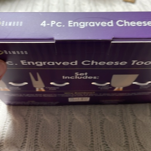 New Totally Bamboo 4 pc Engraved Cheese Tool Set Stainless blades Bamboo handles - Picture 10 of 13